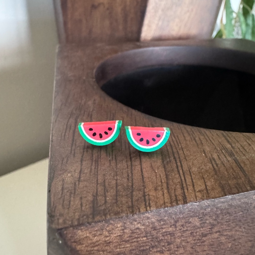 Vintage Avon Watermelon Earrings - 1980s Pierced Studs - Summer